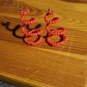 Red Spiral Christmas Earrings